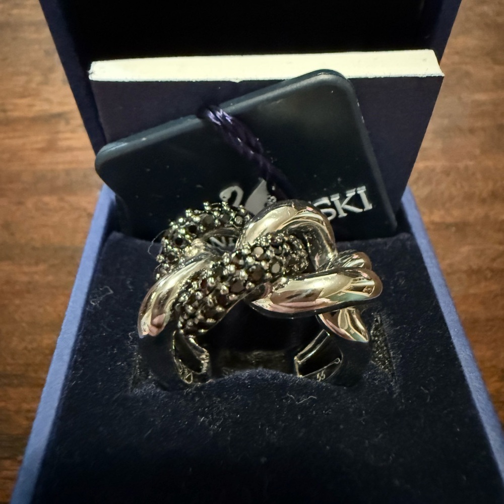Swarovski Silver and Black Ring